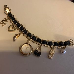 Anne Klein Jewelry Anne Klein Black Gold Tone Charm Bracelet Poshmark